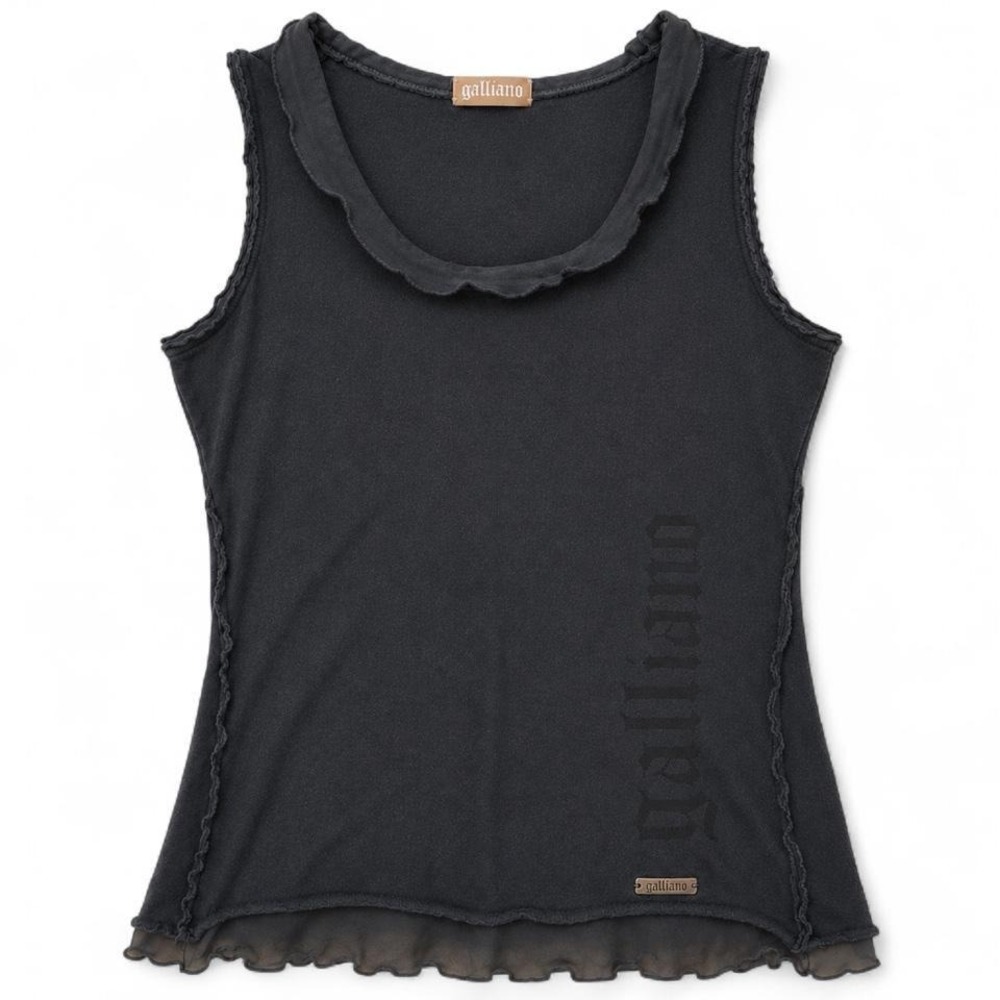 John Galliano Vintage Logo Top with ruffle details